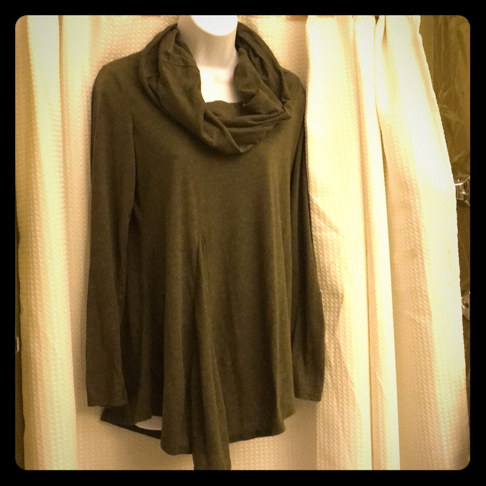 Long Sleeve Cowl neck tunic with Asymmetrical hem